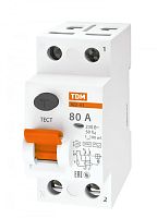 Выключатель дифференциальный (УЗО) ВД1-63 2п 80А 100мА тип AC | код. SQ0203-0020 | TDM